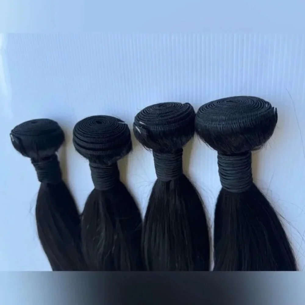Human hair Blend Bundles Lot in Black Straight Hair 16 in +18 In | 4 Pcs Lot!